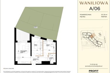 Rzut - Mieszkanie na sprzedaż 3 pokoje o powierzchni 50,39 m² - numer WA2/A/06 w Waniliowa