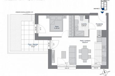 Rzut - Mieszkanie na sprzedaż 2 pokoje o powierzchni 46,16 m² - numer C.0.4 w Nowa Dąbrowa