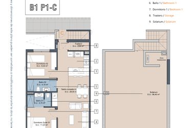 Rzut - Mieszkanie na sprzedaż 2 pokoje o powierzchni 65,6 m² - numer 1.1.C w LA Sunrise - Los Alcázares