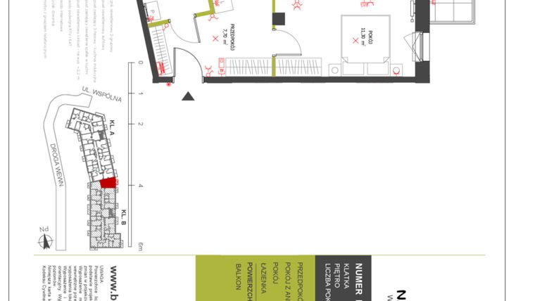 Rzut - Mieszkanie na sprzedaż 2 pokoje o powierzchni 43,46 m² - numer 114 w Na Wspólnej