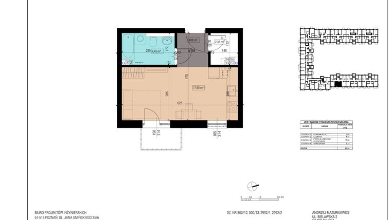 Rzut - Mieszkanie na sprzedaż 1 pokój o powierzchni 31,65 m² - numer C.11 w Apartamentowiec Alfa