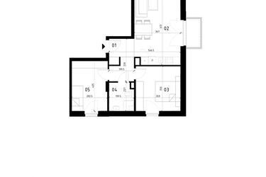 Rzut - Mieszkanie na sprzedaż 3 pokoje o powierzchni 55,94 m² - numer 38 w Traugutta