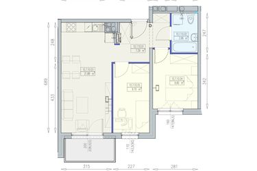 Rzut - Mieszkanie na sprzedaż 3 pokoje o powierzchni 52,67 m² - numer K2 10/7/10/3a w Południk 17 - budynek K2