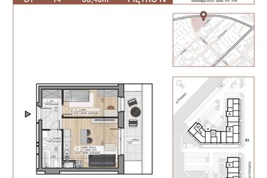 Rzut - Mieszkanie na sprzedaż 2 pokoje o powierzchni 35,4 m² - numer 14 w Urok Jagienki