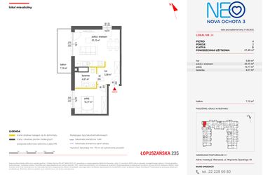 Rzut - Mieszkanie na sprzedaż 2 pokoje o powierzchni 41,48 m² - numer 34 w Neo Nova Ochota 3