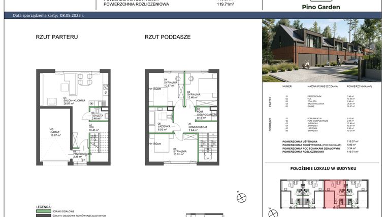 Rzut - Dom na sprzedaż 4 pokoje o powierzchni 116,37 m² - numer C w Pino Garden 1