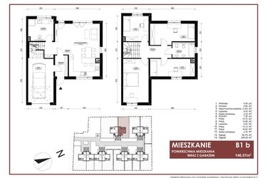 Rzut - Mieszkanie na sprzedaż 5 pokoi o powierzchni 146,57 m² - numer B1b w Szymanów