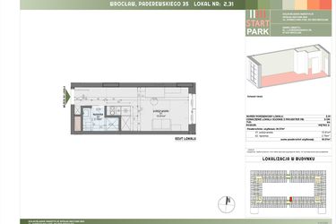Rzut - Mieszkanie na sprzedaż 1 pokój o powierzchni 18,57 m² - numer 2.31 w START PARK