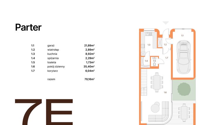 Rzut - Dom na sprzedaż 5 pokoi o powierzchni 173,52 m² - numer 7E w BIEGASA