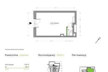 Rzut - Lokal użytkowy na sprzedaż 1 pokój o powierzchni 32,71 m² - numer I/F/U04 w Bochenka Vita
