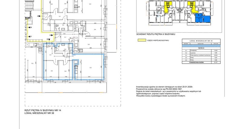 Rzut - Mieszkanie na sprzedaż 3 pokoje o powierzchni 61,4 m² - numer B19 w Lwowska 14