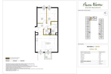 Rzut - Mieszkanie na sprzedaż 3 pokoje o powierzchni 63,91 m² - numer 159 w Aura Nova etap II