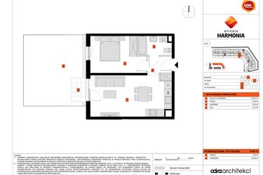 Rzut - Mieszkanie na sprzedaż 2 pokoje o powierzchni 39,66 m² - numer C.52 w Osiedle Harmonia