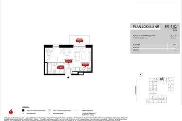 Rzut - Mieszkanie na sprzedaż 1 pokój o powierzchni 29,23 m² - numer BR12/82 w Browary Wrocławskie 2