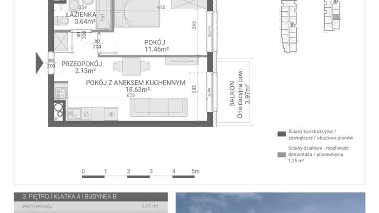 Rzut - Mieszkanie na sprzedaż 2 pokoje o powierzchni 35,86 m² - numer 118. w Osiedle Parkowa etap B