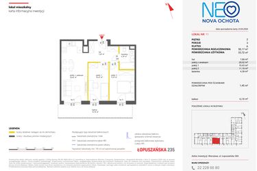 Rzut - Mieszkanie na sprzedaż 3 pokoje o powierzchni 55,17 m² - numer 11 w Neo Nova Ochota