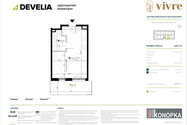 Rzut - Mieszkanie na sprzedaż 1 pokój o powierzchni 30,82 m² - numer AA0114 w Vivre