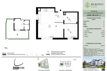Rzut - Mieszkanie na sprzedaż 2 pokoje o powierzchni 43,94 m² - numer A.1.7 w Bukovo Park