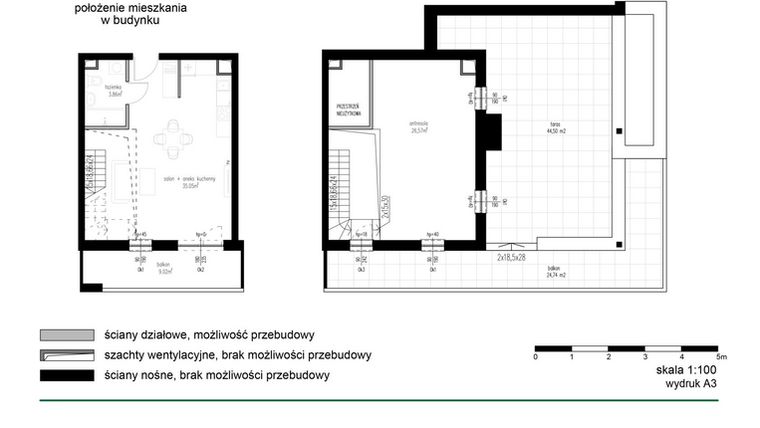 Rzut - Mieszkanie na sprzedaż 2 pokoje o powierzchni 65,48 m² - numer 28 w Wędrowna