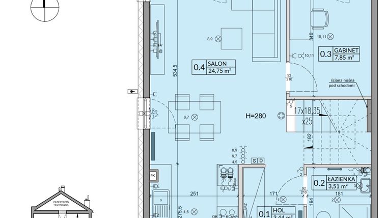 Rzut - Dom na sprzedaż 5 pokoi o powierzchni 94,5 m² - numer 168A w Arkady Walendów etap 5