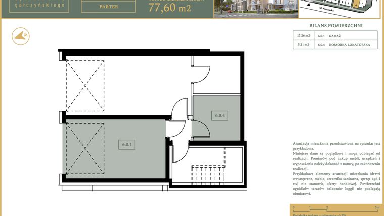 Rzut - Mieszkanie na sprzedaż 5 pokoi o powierzchni 77,6 m² - numer M11 w Apartamenty Gałczyńskiego