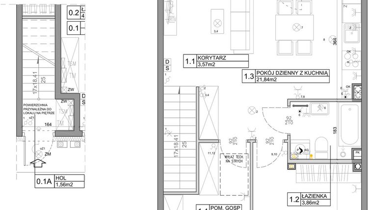 Rzut - Mieszkanie na sprzedaż 3 pokoje o powierzchni 58,82 m² - numer 18 w Manufaktura Marki 2