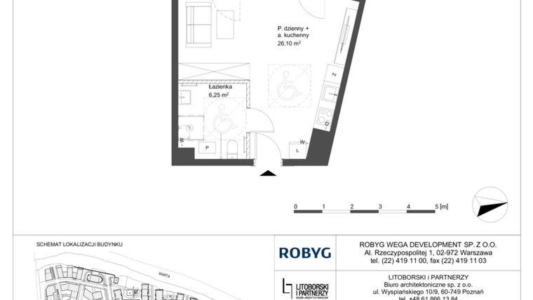 Rzut - Mieszkanie na sprzedaż 1 pokój o powierzchni 32,35 m² - numer 0M09 w Elektrovnia Garbary