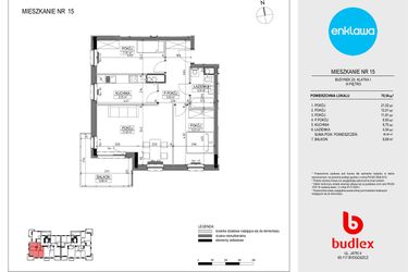 Rzut - Mieszkanie na sprzedaż 3 pokoje o powierzchni 68,59 m² - numer Z4.15 w Enklawa Apartamenty Z4 i Z5