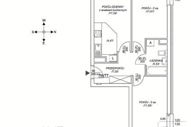 Rzut - Mieszkanie na sprzedaż 3 pokoje o powierzchni 52,02 m² - numer M13 w Osiedle Mała Dziesiąta etap II