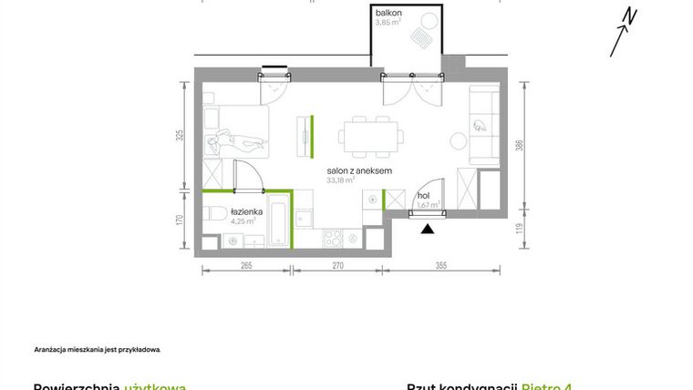 Rzut - Mieszkanie na sprzedaż 1 pokój o powierzchni 39,1 m² - numer 4/A/09 w Kijowska Vita