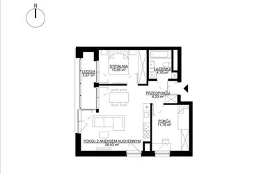 Rzut - Mieszkanie na sprzedaż 3 pokoje o powierzchni 58,23 m² - numer M8 w KrakoVska etap 2