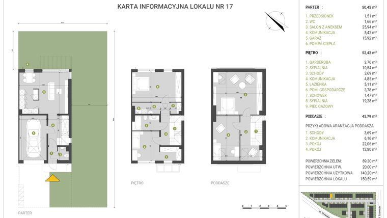 Rzut - Dom na sprzedaż 4 pokoje o powierzchni 140,2 m² - numer 17 w Leśne Wzgórza etap I-II