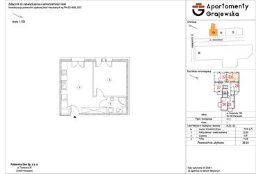 Rzut - Mieszkanie na sprzedaż 2 pokoje o powierzchni 39,93 m² - numer M-23 w Apartamenty Grajewska