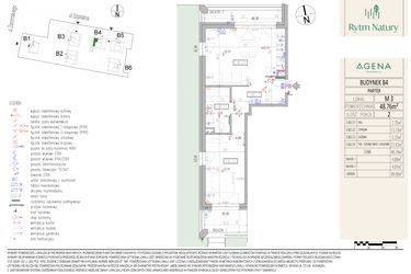 Rzut - Mieszkanie na sprzedaż 2 pokoje o powierzchni 48,76 m² - numer B4M3 w Rytm Natury