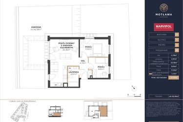 Rzut - Mieszkanie na sprzedaż 3 pokoje o powierzchni 56,67 m² - numer C7.M2 w Motława Garden