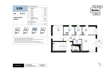 Rzut - Mieszkanie na sprzedaż 4 pokoje o powierzchni 70,94 m² - numer E/06 w Osiedle Bolko etap II