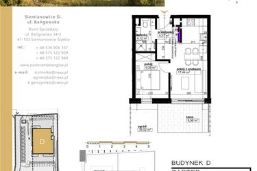 Rzut - Mieszkanie na sprzedaż 2 pokoje o powierzchni 36,21 m² - numer D.0.5 w Panorama Bańgów Etap II