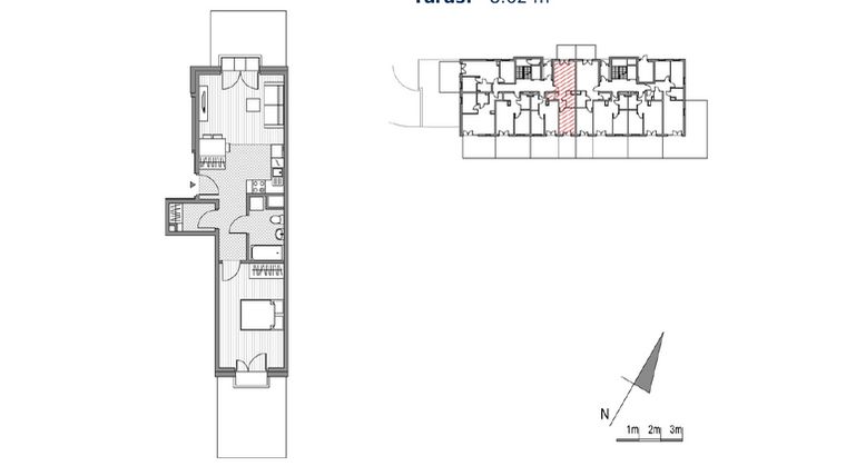 Rzut - Mieszkanie na sprzedaż 2 pokoje o powierzchni 45,29 m² - numer G.16 w Glogera bud. F i G