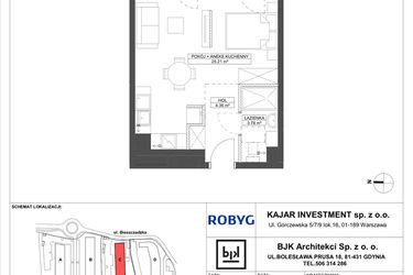 Rzut - Mieszkanie na sprzedaż 1 pokój o powierzchni 33,35 m² - numer C.2M07 w Foresteria