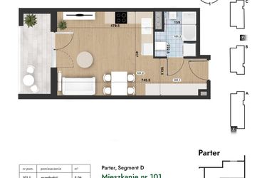Rzut - Mieszkanie na sprzedaż 1 pokój o powierzchni 28,82 m² - numer 101 w Słomczyńskiego Widoki