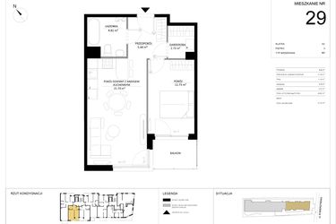Rzut - Mieszkanie na sprzedaż 2 pokoje o powierzchni 46,41 m² - numer 29 w SILO