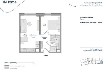 Rzut - Mieszkanie na sprzedaż 2 pokoje o powierzchni 38,82 m² - numer 10 w AtHome - Apartamenty inwestycyjne