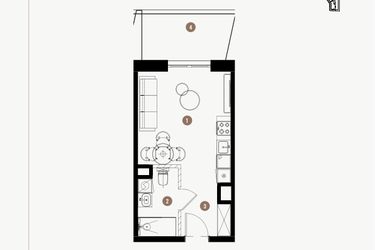 Rzut - Mieszkanie na sprzedaż 1 pokój o powierzchni 25,74 m² - numer 6.16 w WIMA APARTMENTS