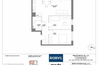 Rzut - Mieszkanie na sprzedaż 3 pokoje o powierzchni 59,46 m² - numer 5M15 w Początek Piątkowo bud. F
