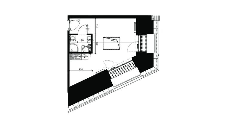Rzut - Mieszkanie na sprzedaż 1 pokój o powierzchni 29,36 m² - numer AB.5.027 w Nadolnik Compact Apartments etap III