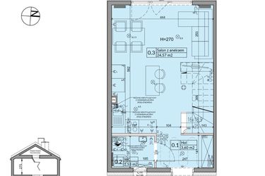 Rzut - Dom na sprzedaż 3 pokoje o powierzchni 60,67 m² - numer 4A w Osiedle Stokrotki