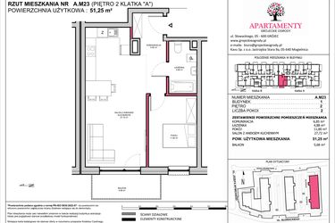 Rzut - Mieszkanie na sprzedaż 2 pokoje o powierzchni 51,25 m² - numer A.23 w Apartamenty Grójeckie Ogrody