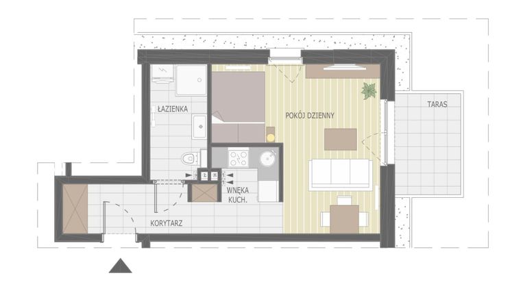 Rzut - Mieszkanie na sprzedaż 1 pokój o powierzchni 33,03 m² - numer A2.1 w Półwysep Dziwnów