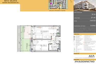 Rzut - Mieszkanie na sprzedaż 2 pokoje o powierzchni 34,83 m² - numer B2.6 w Nova Daliova