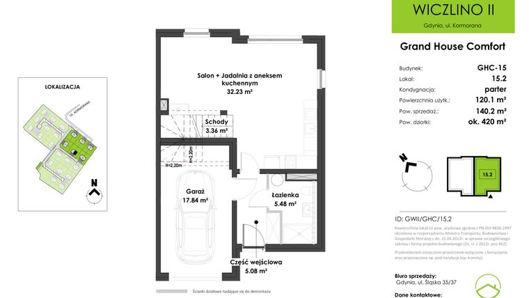 Rzut - Dom na sprzedaż 3 pokoje o powierzchni 139 m² - numer GHC-15.2 w Osiedle Gdynia Wiczlino II